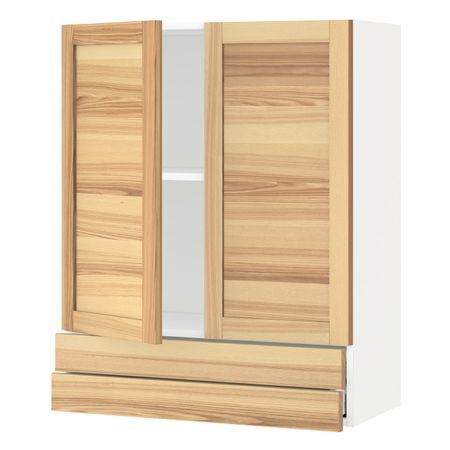 Навесной шкаф/2дверцы/2ящика, белый/Торхэмн ясень 80x100 см IKEA METOD МЕТОД / MAXIMERA МАКСИМЕРА 992.354.10