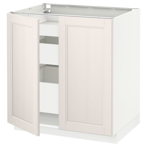 Напольный шкаф с 2 дверцами, 3 ящиками МЕТОД / МАКСИМЕРА, белый, Лаксарби белый (80x60 см) - схема-чертеж с размерами