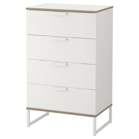 Комод с 4 ящиками ТРИСИЛ, белый, светло-серый (60x99 см)