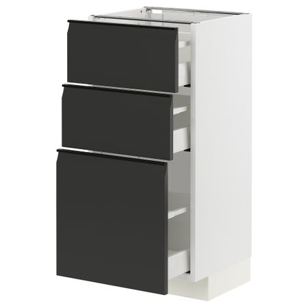 Напольный шкаф с 3 ящиками, белый, Upplöv матовый антрацит, 40x37 см IKEA METOD МЕТОД, MAXIMERA МАКСИМЕРА 494.932.27