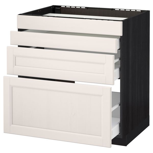 Напольный шкаф для духовки, 4фасада, 3 ящика МЕТОД / МАКСИМЕРА, черный, Лаксарби белый - схема-чертеж с размерами