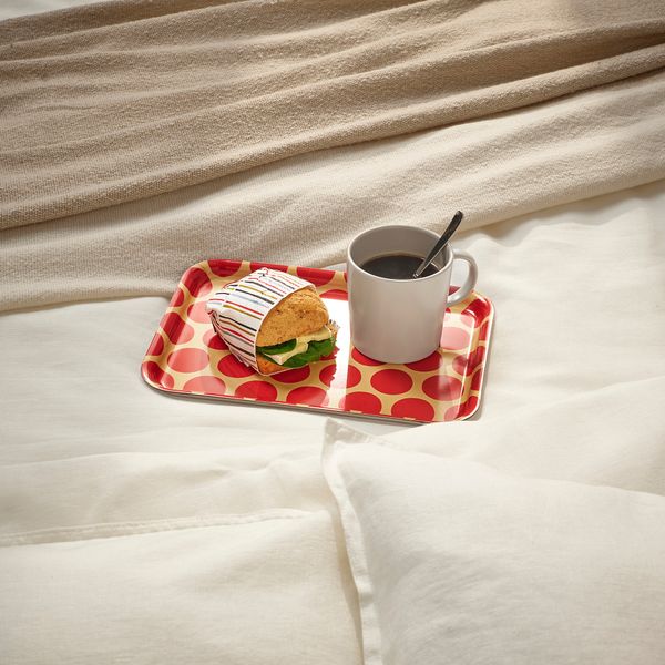 Поднос, 20x28 см, точечный светло-бежевый, ярко-красный IKEA SNÖKRABB КРАББA 705.615.30 - схема-чертеж с размерами