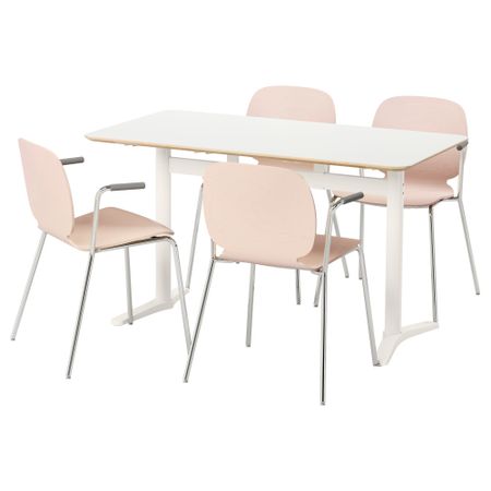 Стол и 4 стула БИЛЬСТА / СВЕН-БЕРТИЛЬ, белый, береза (130 см)