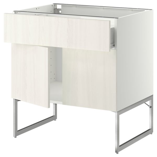 Напольный шкаф, полки, ящик, 2 двери МЕТОД / ФОРВАРА, белый, Росдаль белый (80x60x60 см) - схема-чертеж с размерами