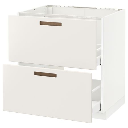 Напольный шкаф под мойку + 2 фронтальных панели, 2 ящика МЕТОД / МАКСИМЕРА, белый, Мэрста белый
