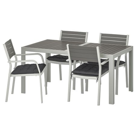 Стол + 4 кресла, для/сада, темно-серый/Холло черный 156x90 см IKEA ШЭЛЛАНД 992.927.40