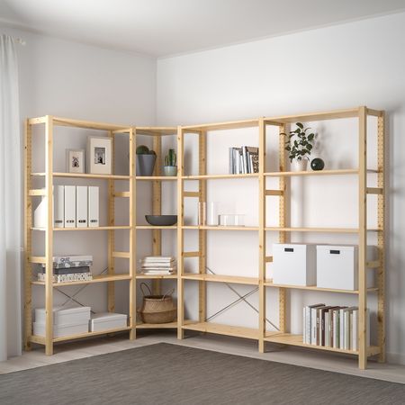 4 секции/угловой, сосна 229/144x30x179 см IKEA IVAR ИВАР 892.483.85