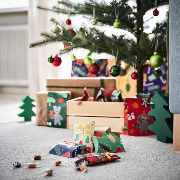 Коробка подарочная, разные орнаменты/разноцветный 13x9 см IKEA VINTER 2021 ВИНТЕР 2021 004.996.26 - схема-чертеж с размерами