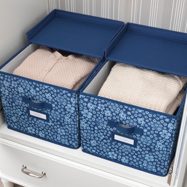 Коробка с крышкой, синий, белый 35x50x30 см IKEA СТОРСТАББЕ 303.954.01 - фото 2