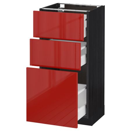 Напольный шкаф с 3 ящиками МЕТОД / МАКСИМЕРА, черный, Рингульт красный