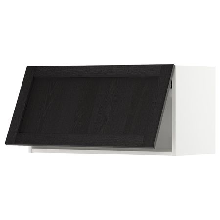 Навесной горизонтальный шкаф, белый/Лерхюттан черная морилка 80x40 см IKEA METOD МЕТОД 393.938.98