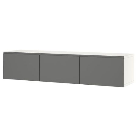Тумба под ТВ, с дверцами, белый/вэстервикен серый 180x42x38 см IKEA BESTÅ БЕСТО 994.328.54