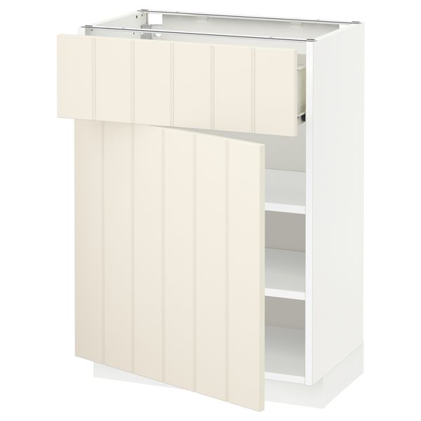 Напольный шкаф с ящиком, дверью МЕТОД / ФОРВАРА, белый, Хитарп белый с оттенком - схема-чертеж с размерами