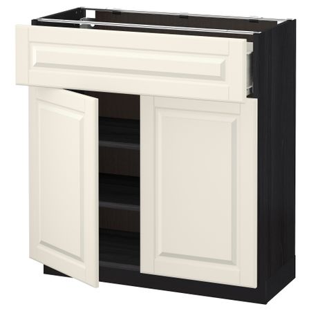 Напольный шкаф + ящик, 2 дверцы МЕТОД / ФОРВАРА, черный, Будбин белый с оттенком