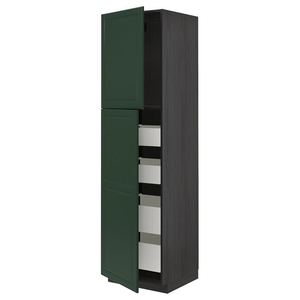Высокий шкаф/2дверцы/4ящика, черный/Будбин темно-зеленый 60x60x220 см IKEA МЕТОД / МАКСИМЕРА 393.707.07 - схема-чертеж с размерами