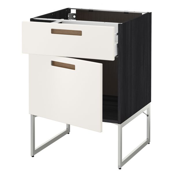 Напольный шкаф с ящиком, дверью МЕТОД / МАКСИМЕРА, черный, Мэрста белый - схема-чертеж с размерами