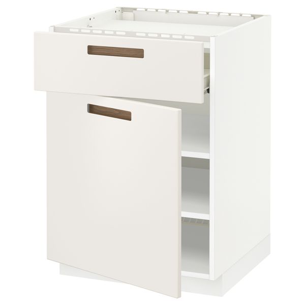Напольный шкаф для варочной панели, ящик, полка, дверцы МЕТОД / ФОРВАРА, белый, Мэрста белый (60x60 см) - схема-чертеж с размерами