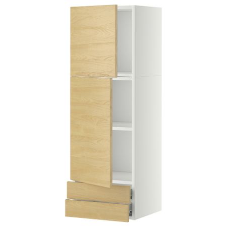 Навесной шкаф, 2 дверцы, 2 ящика МЕТОД / ФОРВАРА, белый, Тингсрид береза