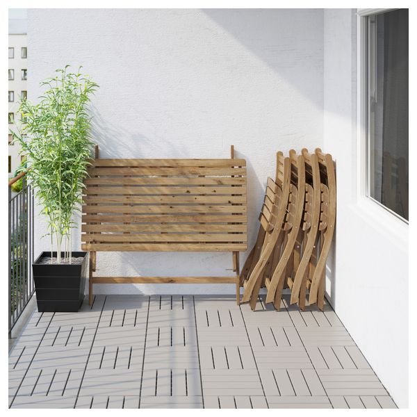 Стол + 4 стула, для сада АСКХОЛЬМЕН, серо-коричневая морилка серый/коричневый, Иттерон синий - схема-чертеж с размерами