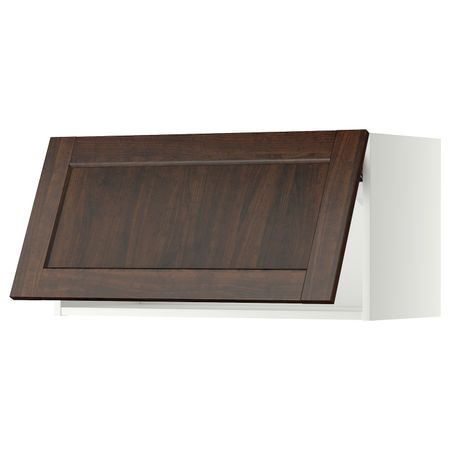 Навесной горизонтальный шкаф, белый/Эдсерум коричневый 80x40 см IKEA METOD МЕТОД 493.938.93