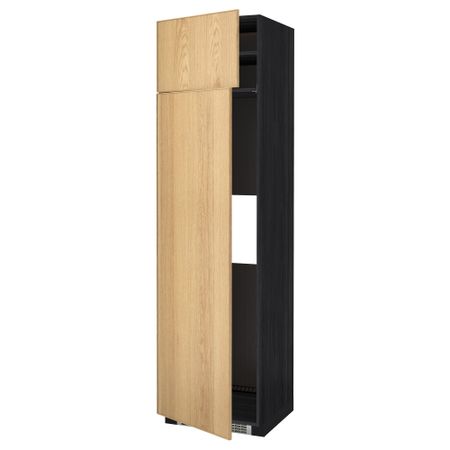 Высокий шкаф для холодильника или морозильник МЕТОД, черный, Экестад дуб