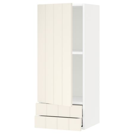 Навесной шкаф с дверцей, 2 ящика МЕТОД / МАКСИМЕРА, белый, Хитарп белый с оттенком