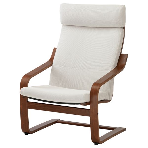 Кресло ПОЭНГ, классический коричневый, Финнста белый - фото 1