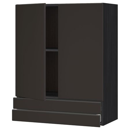Навесной шкаф/2дверцы/2ящика, черный/Кунгсбакка антрацит 80x100 см IKEA МЕТОД / МАКСИМЕРА 792.205.70