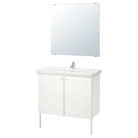 Комплект мебели для ванной,7 предм., белый/ПИЛКОН смеситель 84x43x88 см IKEA FISKÅN ФИСКОН / TVÄLLEN ТВЭЛЛЕН 694.308.99