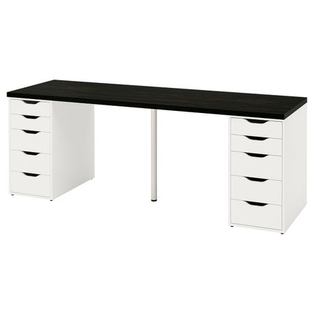 Письменный стол, черно-коричневый/белый 200x60 см IKEA LAGKAPTEN ЛАГКАПТЕН / ALEX АЛЕКС 894.176.89