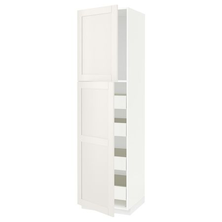 Высокий шкаф/2дверцы/4ящика, белый/Сэведаль белый 60x60x220 см IKEA МЕТОД / ФОРВАРА 893.660.91
