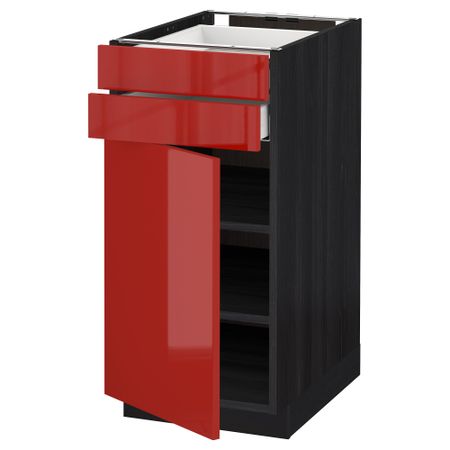 Напольный шкаф с дверцей, 2 ящиками МЕТОД / МАКСИМЕРА, черный, Рингульт красный