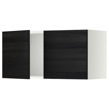 Навесной шкаф с 2 дверями МЕТОД, белый, Тингсрид черный (80x40 см)
