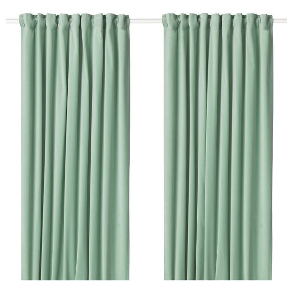 Затемняющие гардины, 1 пара, светло-зеленый 140x300 см IKEA SANELA САНЕЛА 804.189.09 - фото 1