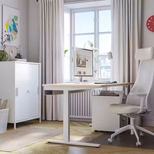 MITTZON МИТТЗОН Письменный стол - березовый шпон/белый 160x60 см - фото 6