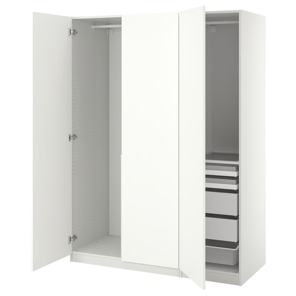 PAX / FORSAND Гардероб, комбинация - белый/белый 150x60x201 см - схема-чертеж с размерами