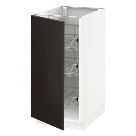 Напольный шкаф/проволочные корзины, белый/Кунгсбакка антрацит 40x60 см IKEA METOD МЕТОД 094.458.08