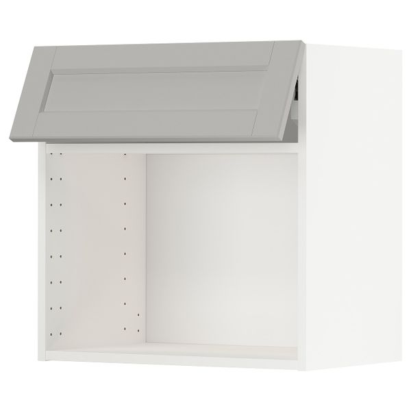 Навесной шкаф для СВЧ-печи, белый/Лерхюттан светло-серый 60x60 см IKEA METOD МЕТОД 093.186.50 - схема-чертеж с размерами