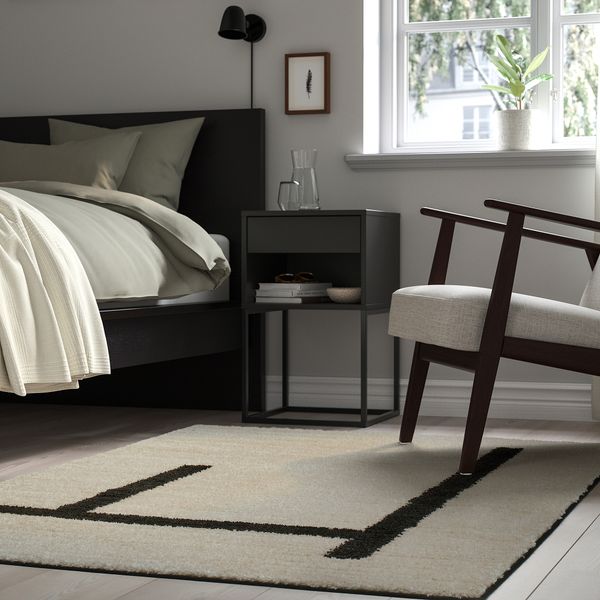 Ковер, короткий ворс, белый с оттенком, черный, 133x195 см IKEA LÄNSVÄG 705.711.57 - схема-чертеж с размерами
