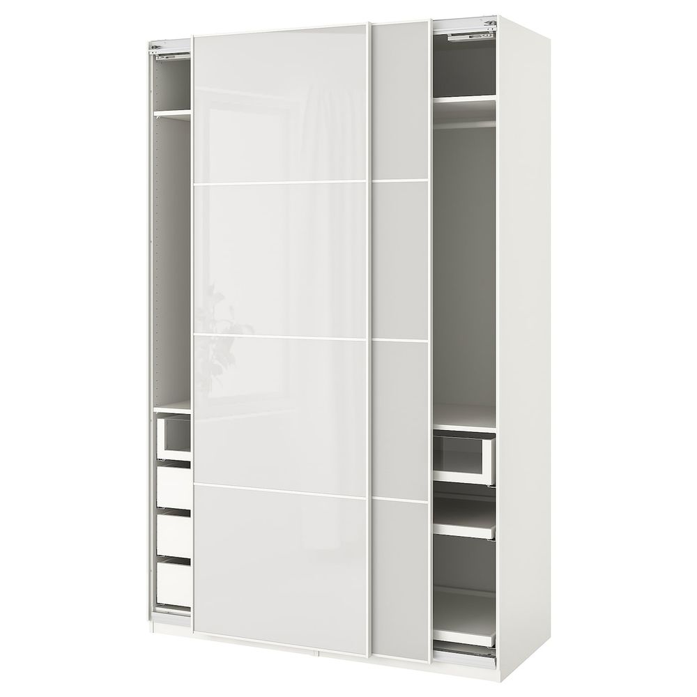 Гардероб, белый/Хокксунд светло-серый 150x66x236 см IKEA PAX ПАКС 793.056.73 - фото 1