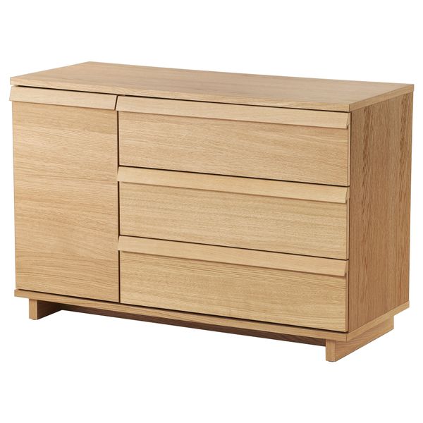 Комод с 3 ящиками, 1 дверцей ОППЛАНД, дубовый шпон (120x80 см) - фото 1