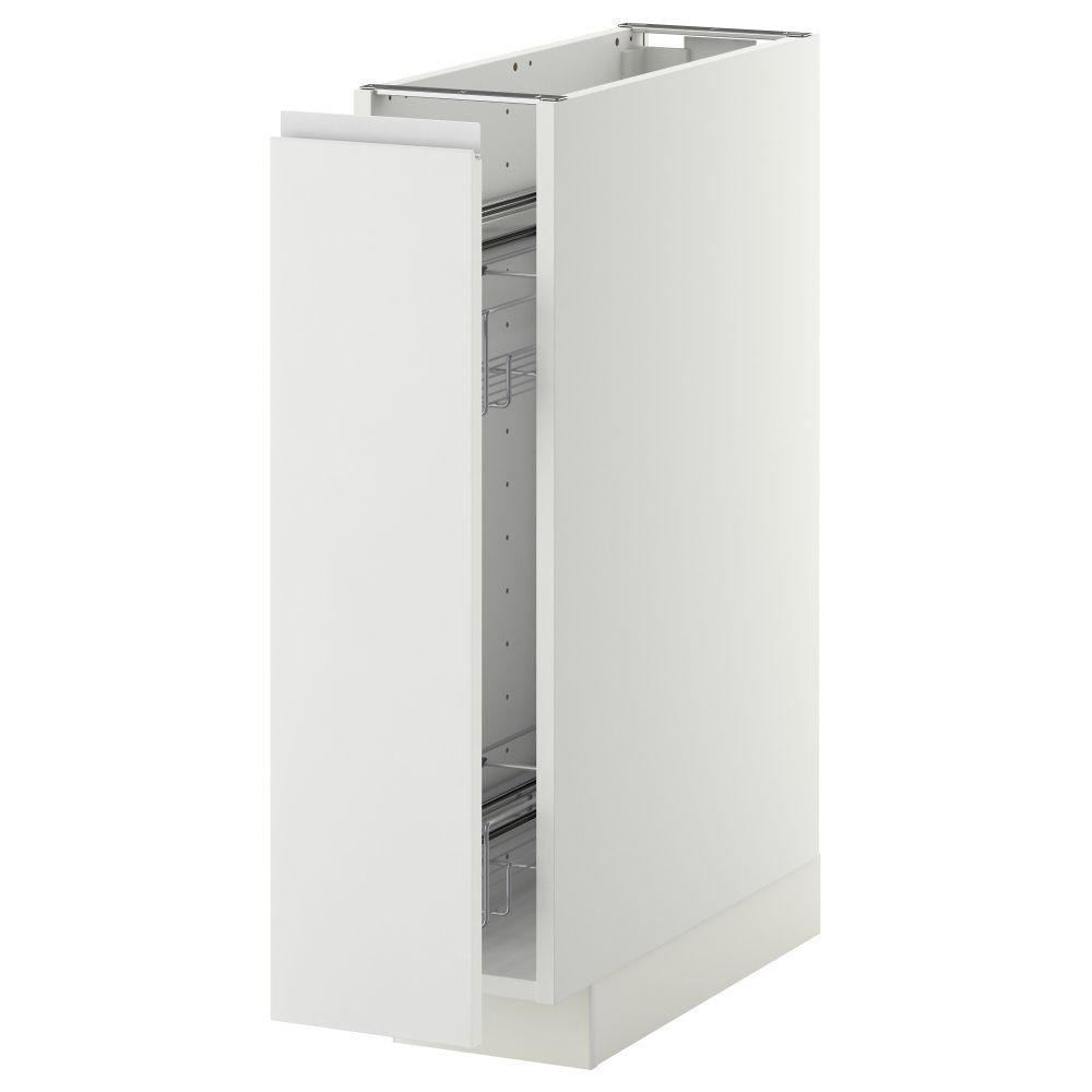 Напольный шкаф, выдвижной внутрений элемент МЕТОД, белый, Нодста белый (20x60 см) - схема-чертеж с размерами