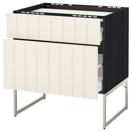 Напольный шкаф, 2 фронтальных панели, 3 ящика МЕТОД / МАКСИМЕРА, черный, Хитарп белый с оттенком