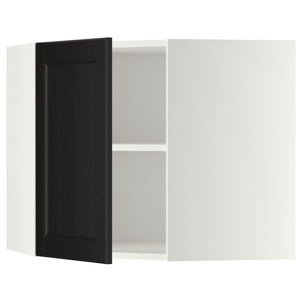 Угловой навесной шкаф с полками МЕТОД, белый, Лаксарби черно-коричневый - схема-чертеж с размерами