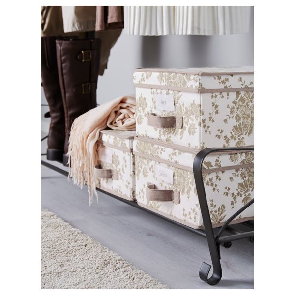 Коробка с крышкой, бежевый, белый цветок, 42x56x32 см IKEA ГАРНИТУР 203.805.13 - фото 4