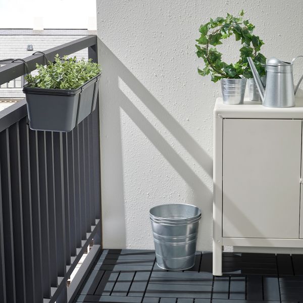 Ящик для цветов с держ, для сада темно-серый/черный 48x18 см IKEA ROSENKÅL РОЗЕНКОЛЬ 905.054.49 - схема-чертеж с размерами