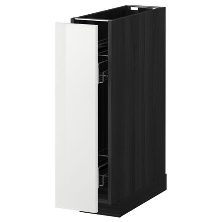 Напольный шкаф, выдвижной внутрений элемент МЕТОД, черный, Рингульт белый (20x60 см)