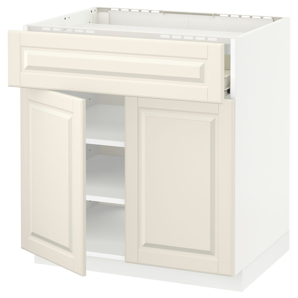 Напольный шкаф для варочной панели, ящик, полка, 2 дверцы МЕТОД / ФОРВАРА, белый, Будбин белый с оттенком (80x60 см) - схема-чертеж с размерами