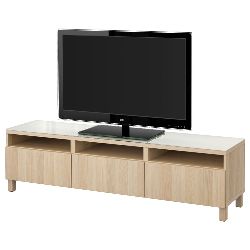 Тумба для ТВ с ящиками БЕСТО, Лаппвикен под беленый дуб (180x40x48 см) - фото 1