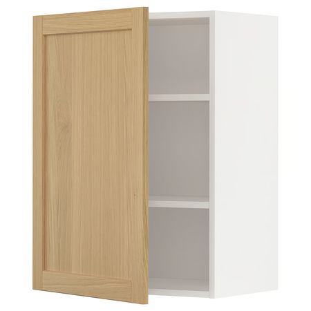 METOD Навесной шкаф с полками - белый/Forsbacka дуб 60x80 см